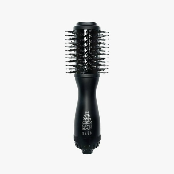 Karma Beauty Mini Seabreeze Blow Dryer Brush | 3-in-1 Tourmaline Heated Styling Brush | Ionic Technology for Smooth, Frizz-Free, Voluminous Hair | Adjustable Heat Control for Styling Anywhere (Black)