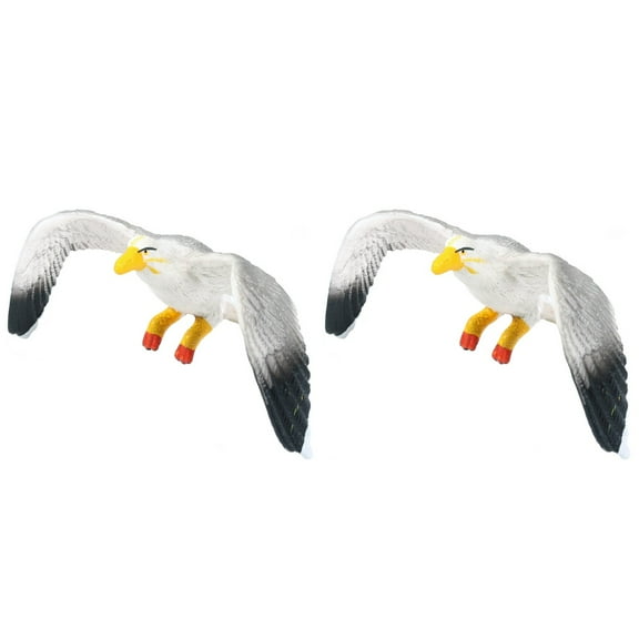 Mini Seagull Ornament Cake Models Bird Figurine Plastic Desktop Decoration Set of 2