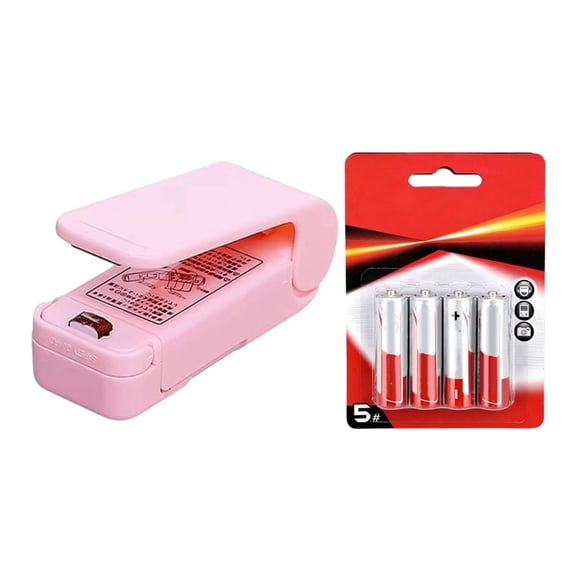 Mini Sealing Machine, 2026 Upgrade Mini Bag Sealer 2 In 1 Sealer and Cutter Handheld Heat Vacuum Sealer Portable Resealer Machine for Plastic Bags Food Storage Snacks Freshness(Pink)