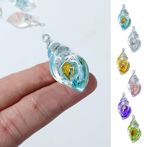 Mini Seashells,Nightmare Before Christmas Gifts,Resin Conch Keychain Charms Glow in The Dark - Colorful Mini Seashell Ornaments for Bags, DIY Crafts, Home Décor, Gifts(Blue 1pc 2in)