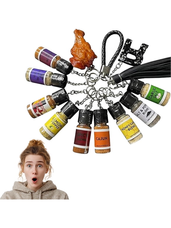 Mini Seasoning Bottles Keychain, 2026 New Upgrade Mini Flavor Keys, Leak-Proof Design, 10 Pcs Spice Keys for Foodies, BBQ, Travel (1Set)