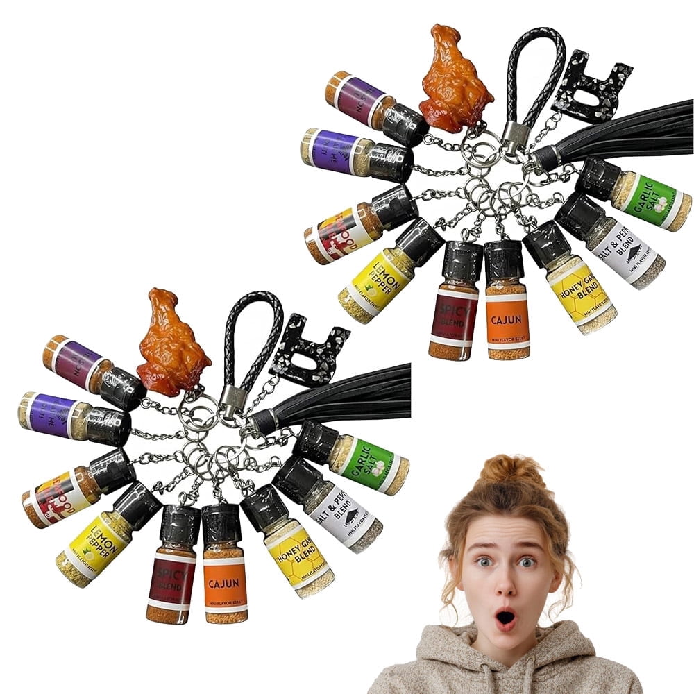 Mini Seasoning Bottles Keychain, 2026 New Upgrade Mini Flavor Keys, Leak-Proof Design, 10 Pcs Spice Keys for Foodies, BBQ, Travel (2Set)