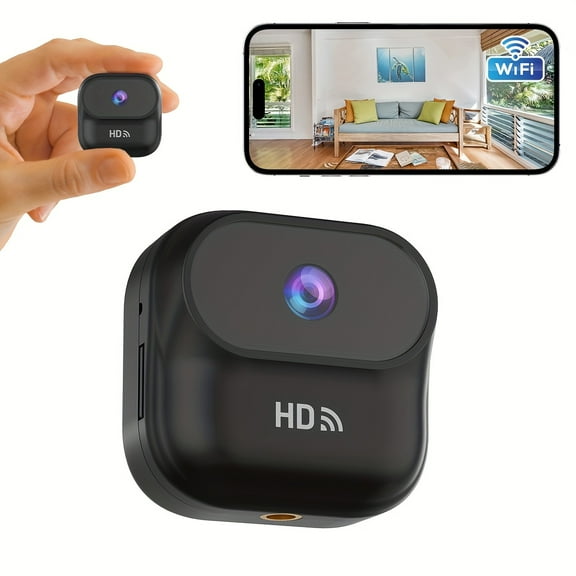 Mini Security Camera 1080P HD Indoor/Outdoor Wireless WiFi Camera with Motion Detection, Night Vision, Voice Assistant Compatible, USB Rechargeable, Compact Design for Home Security, Mini Wifi Camera,