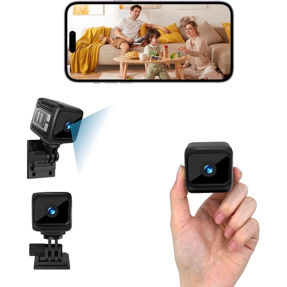 Mini Security Camera, 1080p HD Wireless Indoor Cam with 6-Hour Battery & No WiFi Needed for Recording, AI Motion Detection Night Vision Home, Office Monitoring, Black (NOT a 4G LTE Camera)