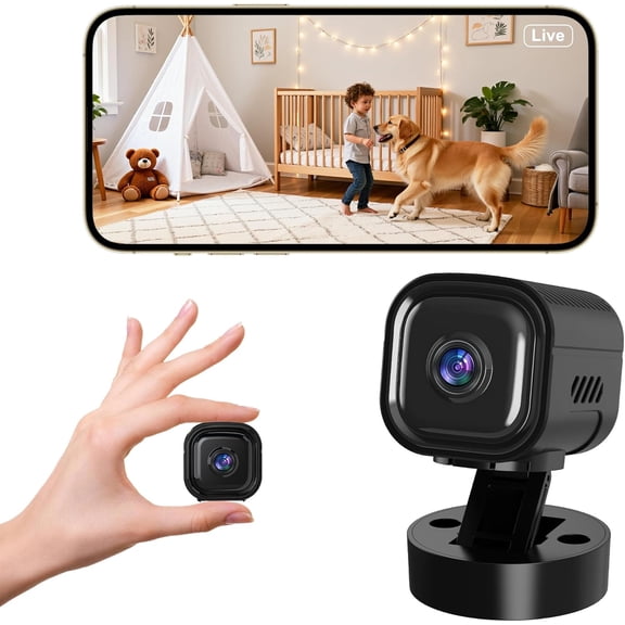 Mini Security Camera, 2K Wireless Indoor Camera with 30-Day Long Battery Life, Discreet Nanny Cam for Home Security, AI Humanoid Detection & Enhanced Night Vision, 2.4G WiFi Pet Monitor(Black)