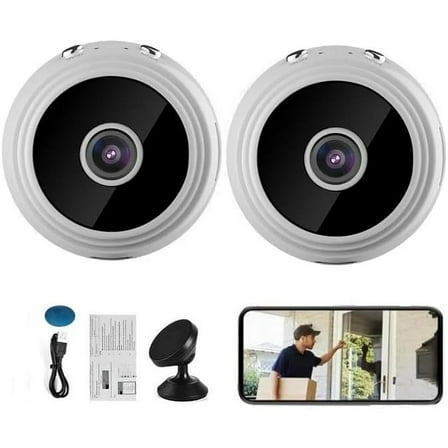 Mini Security Camera, Mini Security Camera, Mini 1080p HD Wireless Security Camera,Wifi Wireless Small Camera Night Vision Motion with App for Home In/Outdoor White (2Pcs)