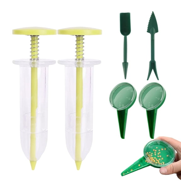 Mini Seed Spreader, 2026 New Mini Sowing Seed Dispenser, Manual Seedlings Dibber and Widger Set, Small Seed Planter Tool for Garden (Yellow)