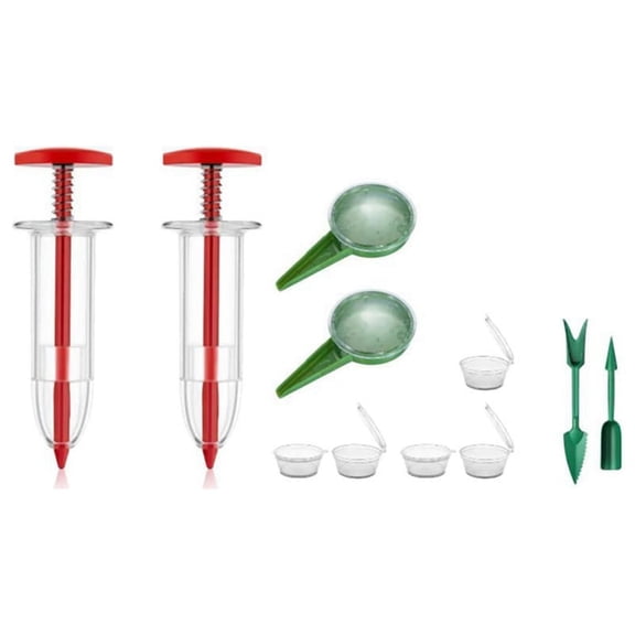 Qtmnekly Mini Seed Spreader, Manual Seedlings Dibber and Widger Set, Handheld Garden Seed Sower Planter for Tiny Seeds
