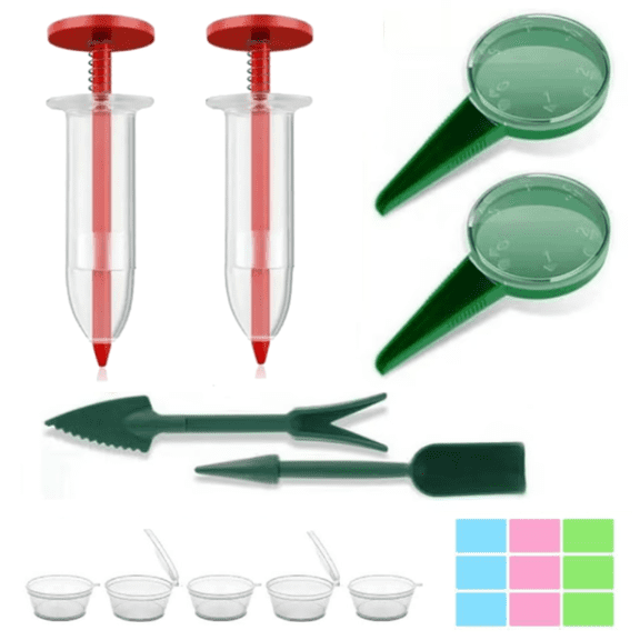 Mini Seed Spreader Set, 12 pcs Small Garden Seed Planter Tool, Hand held Manual Seed Spreader with Seedlings Dibber and Widger Set for Tiny Seeds