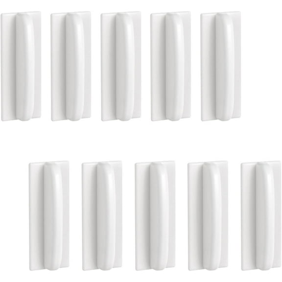 Mini Self-Stick Instant Cabinet Drawer Pulls, 12pcs White Plastic Self-Adhesive Push Pull Handles for Closet, Wardrobe, Dresser, Cabinet, Drawer White