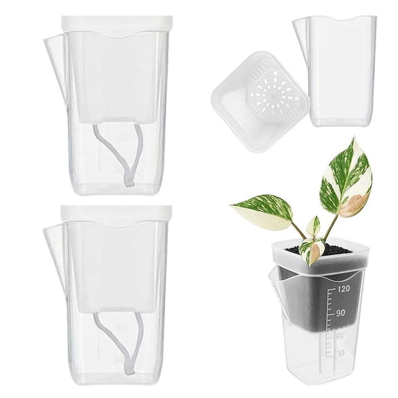 Mini Self Watering Pots for Indoor Plants,Semi Hydroponic Pots with Deep Reservoir and High Drainage Holes,Clear Self Watering Flower Pot for Indoor Plants and Progagation