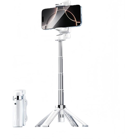 Mini Selfie Stick Tripod, 11cm Pocket-Sized Selfie Stick with Bluetooth Remote, 4-Leg Reinforced Stand, 360 Rotation, 107g Lightweight for iPhone/Android, Ideal for Travel/Live Stream/Vlog