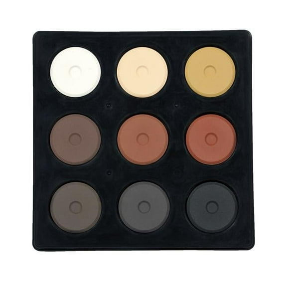 Mini Semi-Moist Tempera Cakes in Tray, Multicultural Colors - Set of 9