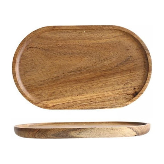 Mini Serving Tray Oval Wooden Dessert Platter, Wood Oval Design, for Display Fruit Snacks Appetizer Sushi Tea Coffee Snacks Food Decorative, Table Plate for Hotel Home Kitchen Office