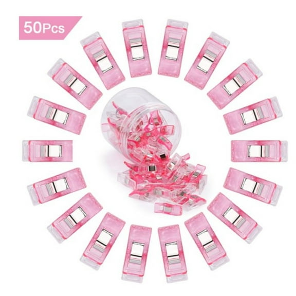 Mini Sewing Clips for Fabric 50 Pack,Edge-Wrapping Positioning Fasteners Clips,Durable Binder Clips for Crafts,Multifunctional Sewing Clip,Cloth Quilting Tool for Fabric Sewing (Pink)