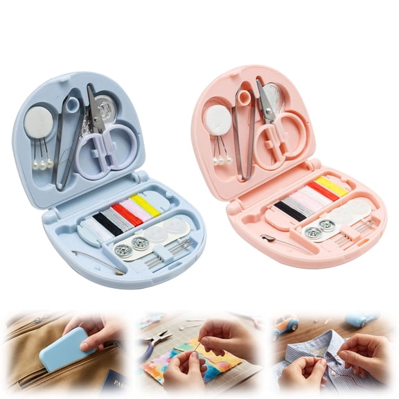 Mini Sewing Kit with Threads Scissors Needles, Portable Travel Sewing Kit for Emergency Repairs, Home & Travel, Complete Set