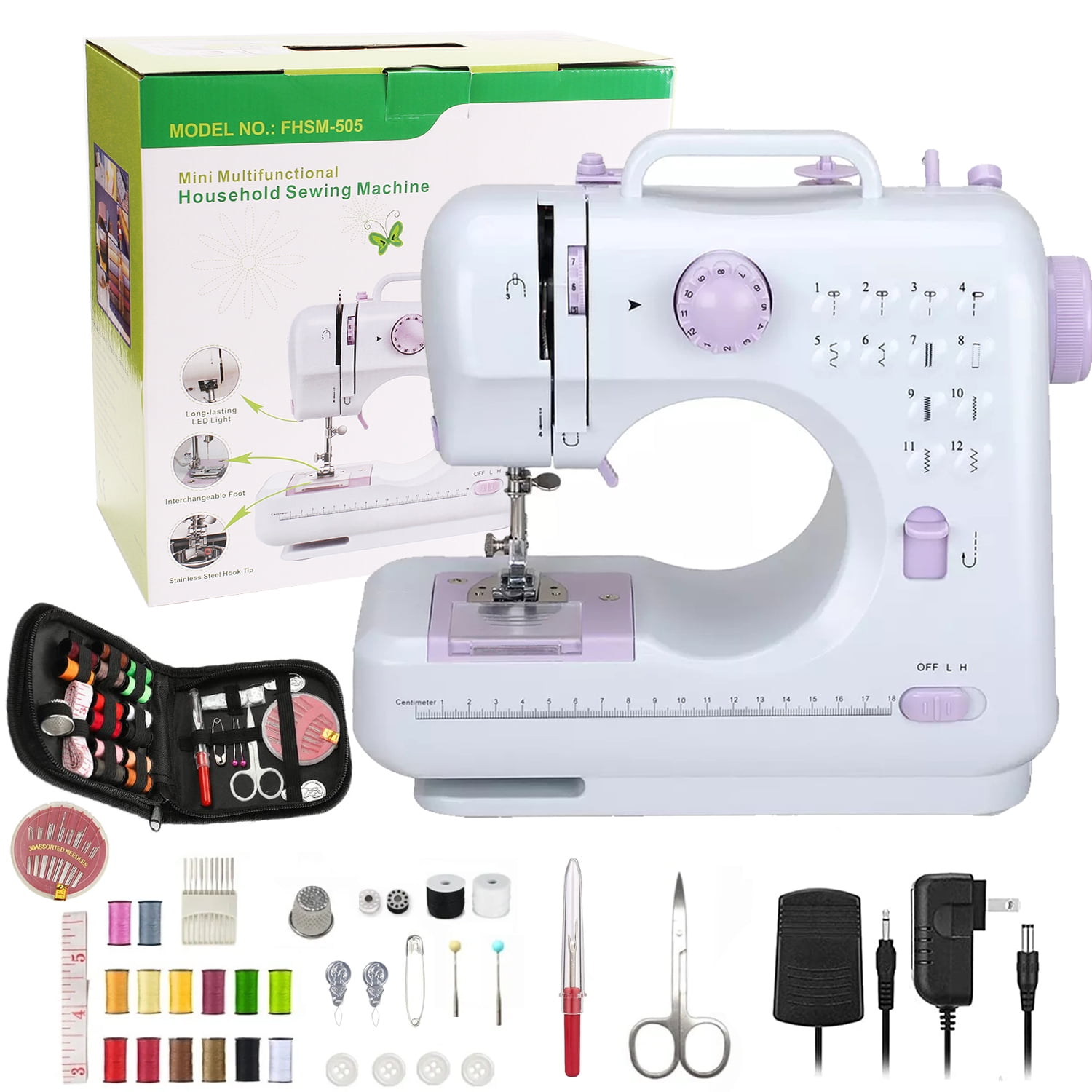 Virtu Mini Portable Sewing Machine Kit for Beginner (122 Piece) 
