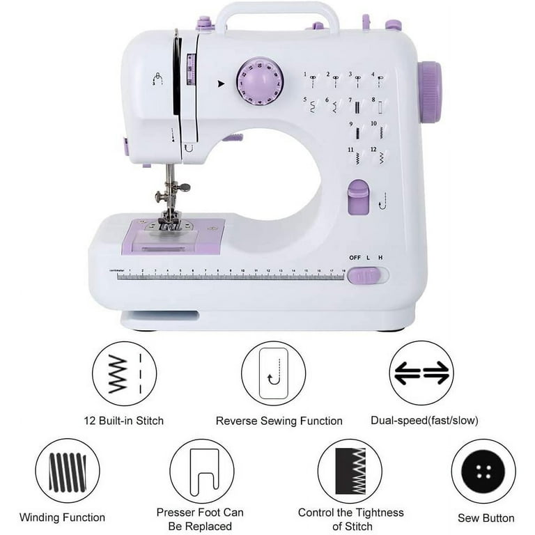 Mini Sewing Machine Adjustable 2-Speed Double Thread Portable Electric Household Multifunction Sewing Machin with Light and Cutter Foot Pedal for