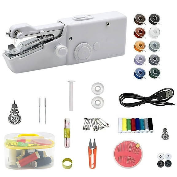 Mini Sewing Machine,Portable Sewing Machine,Handheld Sewing Machine,Mini Electric Hand-held Cordless Portable Sewing Machine for Beginners,Easy to Use and Fast Stitch for DIY,Clothes(White)