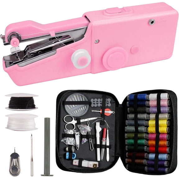 Mini Sewing Machine for Beginners - Handheld & , Easy One-Step Stitching for Quick Clothes Mending, DIY Projects, and Travel
