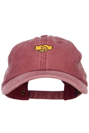 Mini Shaking Hands Embroidered Unstructured Cap - Wine OSFM