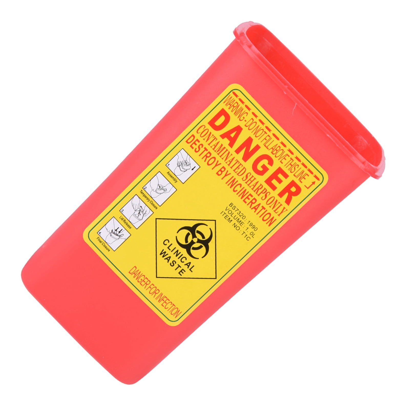 Mini Sharps Container,Tattoo Plastic Sharp Container Needle Disposal,1L