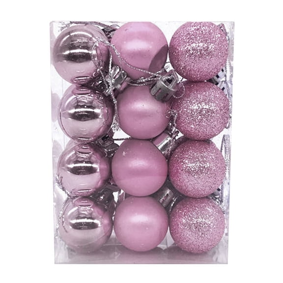 Mini Shatterproof Ball Ornaments, Christmas Ornament Set, Holiday Tree Decor, Festive Bauble Gift for Family Home, 2", Light Pink, 24 Pack