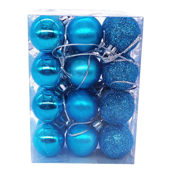 Mini Shatterproof Ball Ornaments, Christmas Ornament Set, Holiday Tree Decor, Festive Bauble Gift for Family Home, 2", Turquoise, 24 Pack