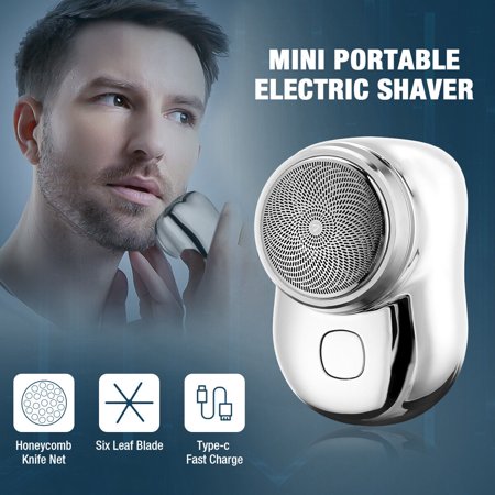 Mini-Shave Portable Electric Razor for Men USB Rechargeable Shaver Home Travel, Sliver