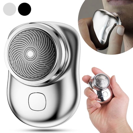Mini-Shave Portable Electric Shaver, Moclever Electric Razor Shavers for Men, Easy One-Button Use, USB Rechargeable Dry Usage for Home Travel Office (Silver)