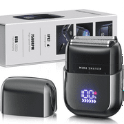 Mini Electric Razor for Men, Fast Rechargeable Foil Shaver for Beard/Face, IPX7 Waterproof for Travel & Home, Light Gray