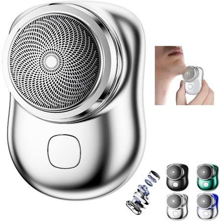 Mini Shaver Portable Electric Shaver for Men, 2023 New Portable Pocket Electric Shave, Rechargeable USB Mini Shaver Electric Razor, Easy One-Button Use for Home, Travel Use (Silver)
