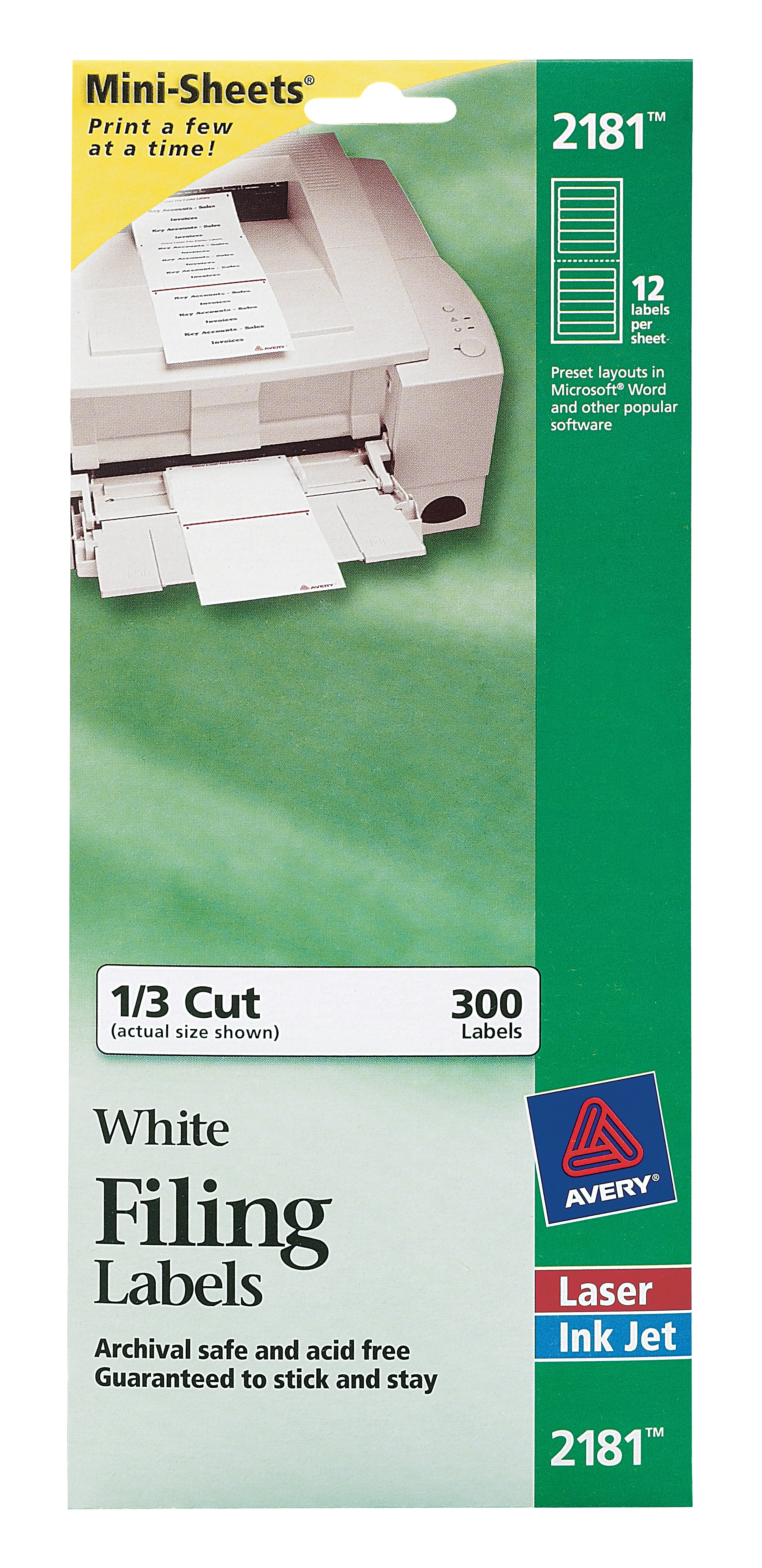 Permanent File Folders Mini-Sheets Permanent File Folder Labels, 0.66 X 3.44, White, 12/sheet ...