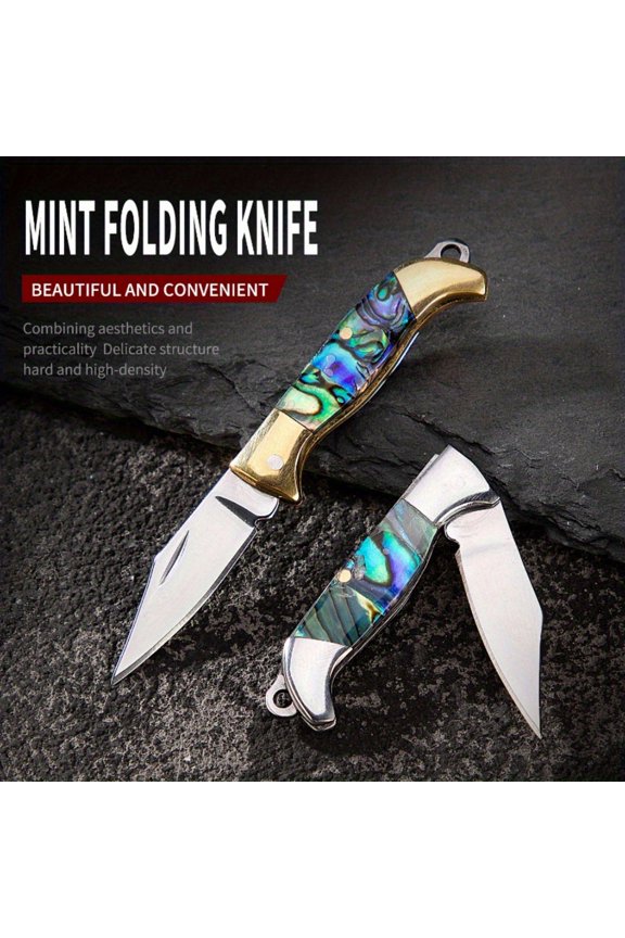 Mini Shell Folding Knife Pocket Key Chain Portable Brass Folding Knife Outdoor Camping Practical Rescue Tool Hunting EDC Knife, Pocket Knife, Mini Knife, Men's Gift