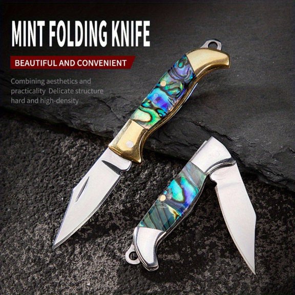 Mini Shell Folding Knife Pocket Key Chain Portable Brass Folding Knife Outdoor Camping Practical Rescue Tool Hunting EDC Knife, Pocket Knife, Mini Knife, Men's Gift