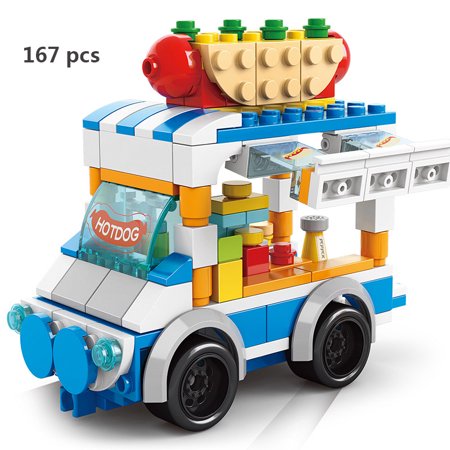 Mini Shop Market Street View Sets Model Building Blocks Hamburger Restaurant Retail Store Creative Architecture Friend City