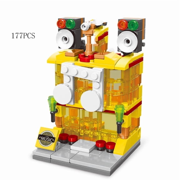 Mini Shop Market Street View Sets Model Building Blocks Hamburger Restaurant Retail Store Creative Architecture Friend City