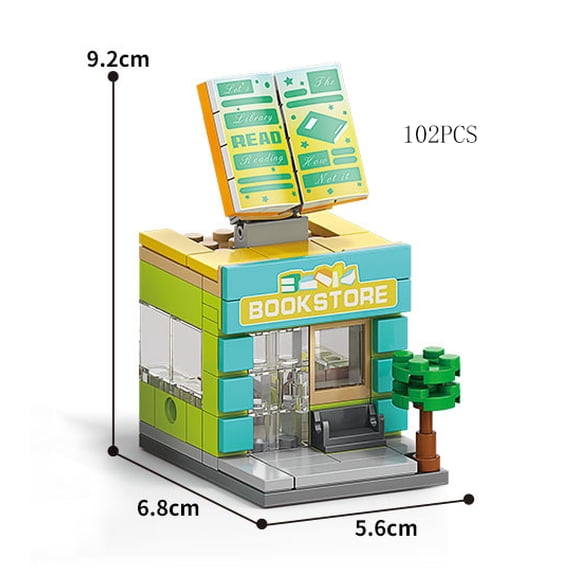 Mini Shop Market Street View Sets Model Building Blocks Hamburger Restaurant Retail Store Creative Architecture Friend City