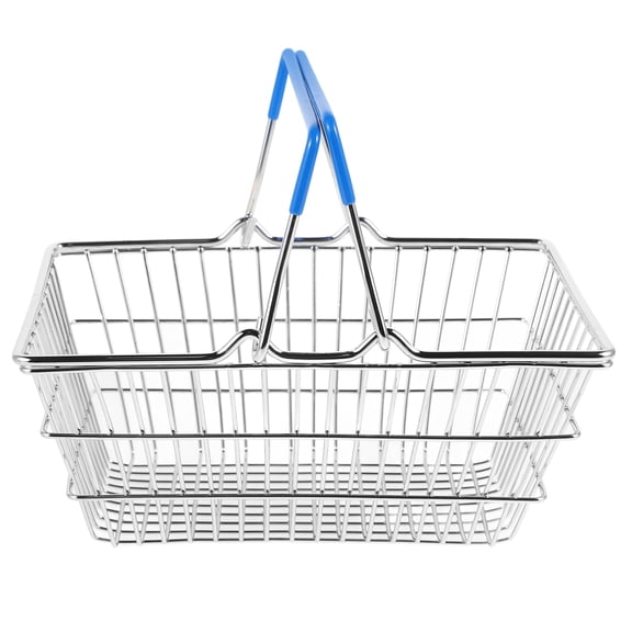 Minkissy Compact Metal Wire Shopping Basket with Handle for Desktop Storage, Organization, and Home Office Use