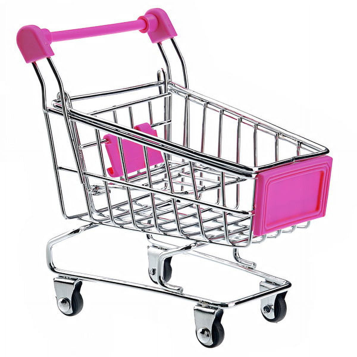 Mini Shopping Cart Shaped Storage Basket Desktop Organizer (Rosy