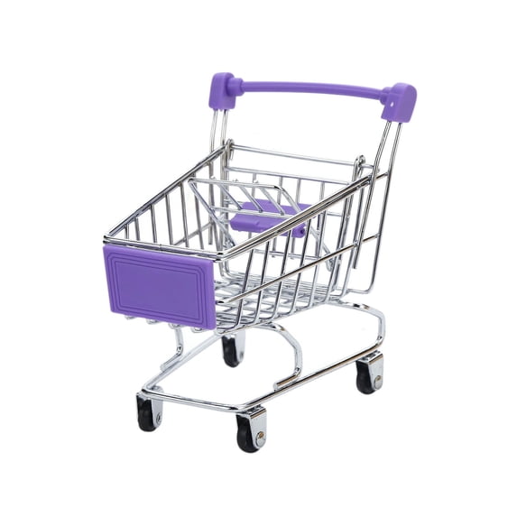 Mini Shopping Cart Small Supermarket Cart Metal Shopping Grocery Handcart Mode Utility Trolley for Desk Storage Decor