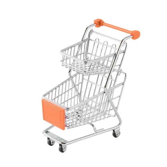 Mini Shopping Cart Toy1PC,Boy' Pretend PlayStainless Steel Utility Cart with -Degree Wheels for Role-Play Learning & Home Organization