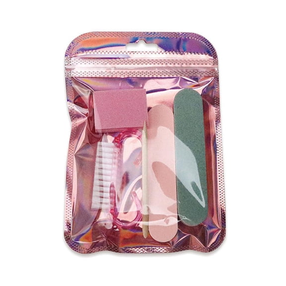 Mini Short Size Disposable Nail Tool Kit with File Buffer Polishing Stick & Horn Brush for Home Salon Manicure Pedicure