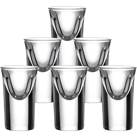 Mini Shot Glasses Set of 6, 0.5oz/15ml Clear Small Bullet Cups with Heavy Base, Cute Whiskey Glassware Cups for Vodka Whiskey Liqueurs Tequila Soju Espressos, Perfect for Party, Bar, Club, Cocktail
