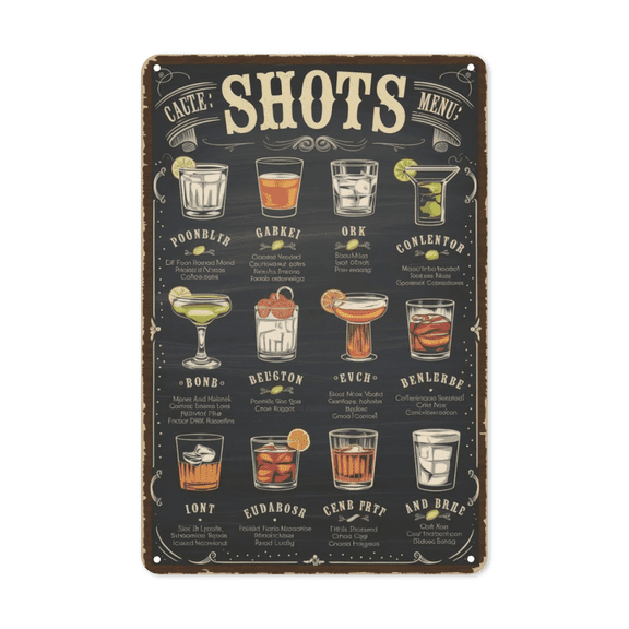 Mini Shots Menu Sign Bar Cart Ready Coating For Liquor Cabinets Party Trolleys And Compact Bar Corners Perfect For Small Entertaining Spaces Birthday Bartender Gift 8x12 inch metal sign vintage