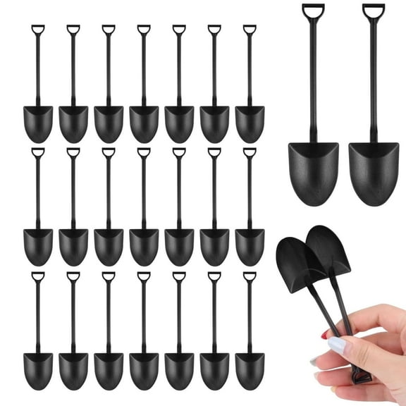Mini Shovel Shape Spoons,Pack of 24 Plastic Spoon for Desserts,QZS Disposable Tiny Shovel Decorations for Ice Cream,Cake Use