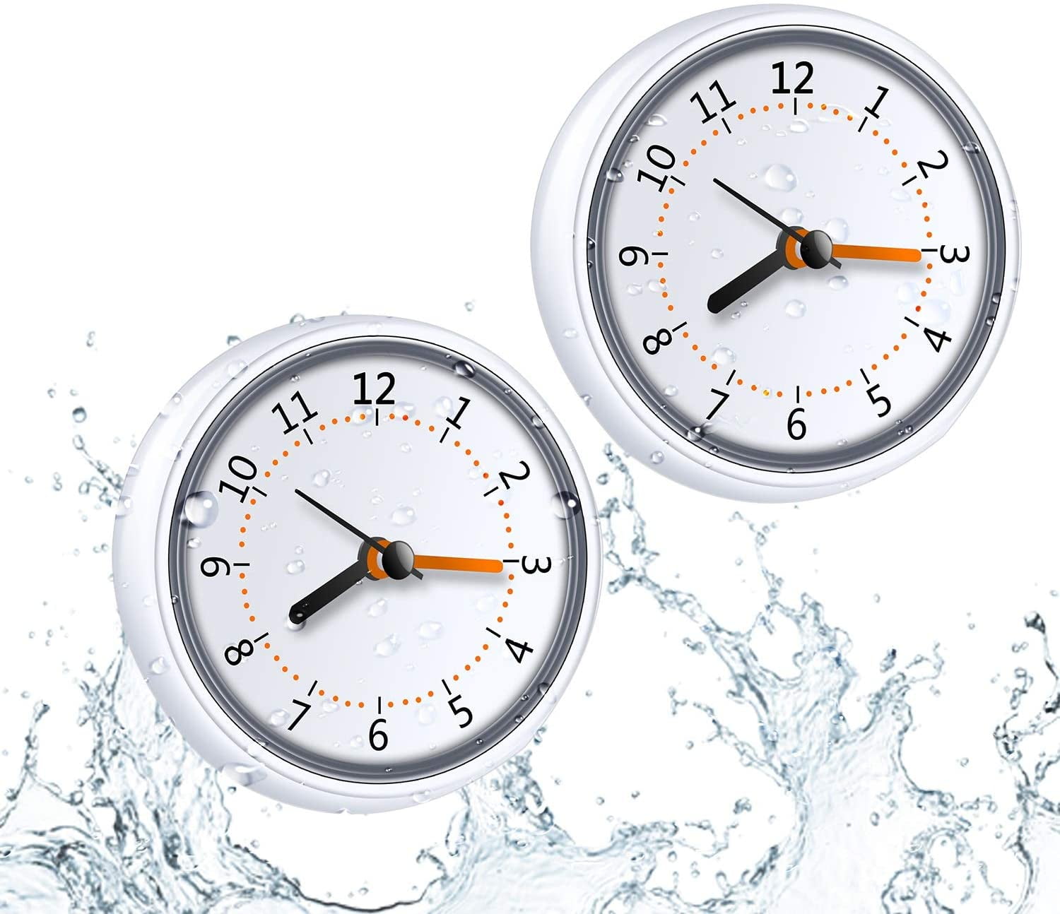 Mini Shower Clock Waterproof IP24 Wall Clock Suction Cup Bathroom Clock ...