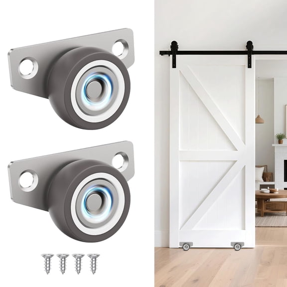 Mini Side Mount Casters, Low Profile Caster Wheel- Rigid Non-Swivel Rubber Wheels for Sliding Doors, Drawers, Cabinets - Quiet Rolling, Easy Furniture Movement (1.25 Inch, 2)