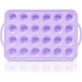 thumbnail image 1 of Mini Silicone Muffin Pan with Metal Frame, Non Stick Silicone Cupcake Pan with Handles 24 Cup, BPA Free Silicon Muffin Tin Tray Small for baking, egg bites, Cupcake Mold Grey, 1 of 10