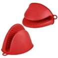 thumbnail image 1 of Mini Silicone Oven Mitts Heat Resistant, Rubber Oven Mitt Gloves, Finger Pinch Grips, Pot Holder, Silicone Potholder for Kitchen Cooking & Baking 1 Pair, Red, 1 of 7